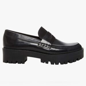 STEVE MADDEN Womens Black Beef Roll Penny Keeper 1" Platform Crew Loafers 7